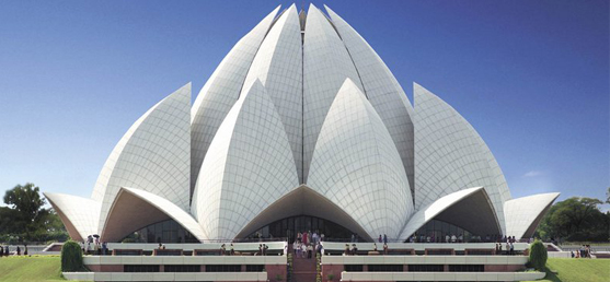 The Lotus Temple, located in New Delhi, India, is a Bahai House of Worship. Notable for its flowerlike shape,  has become a prominent attraction in the city. The Lotus Temple has won numerous architectural awards.